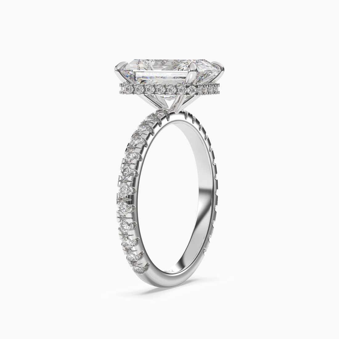 Fresco Radiant Hidden Halo 1.5 Carat Lab Grown Diamond Engagement Ring in 18K Rose Gold