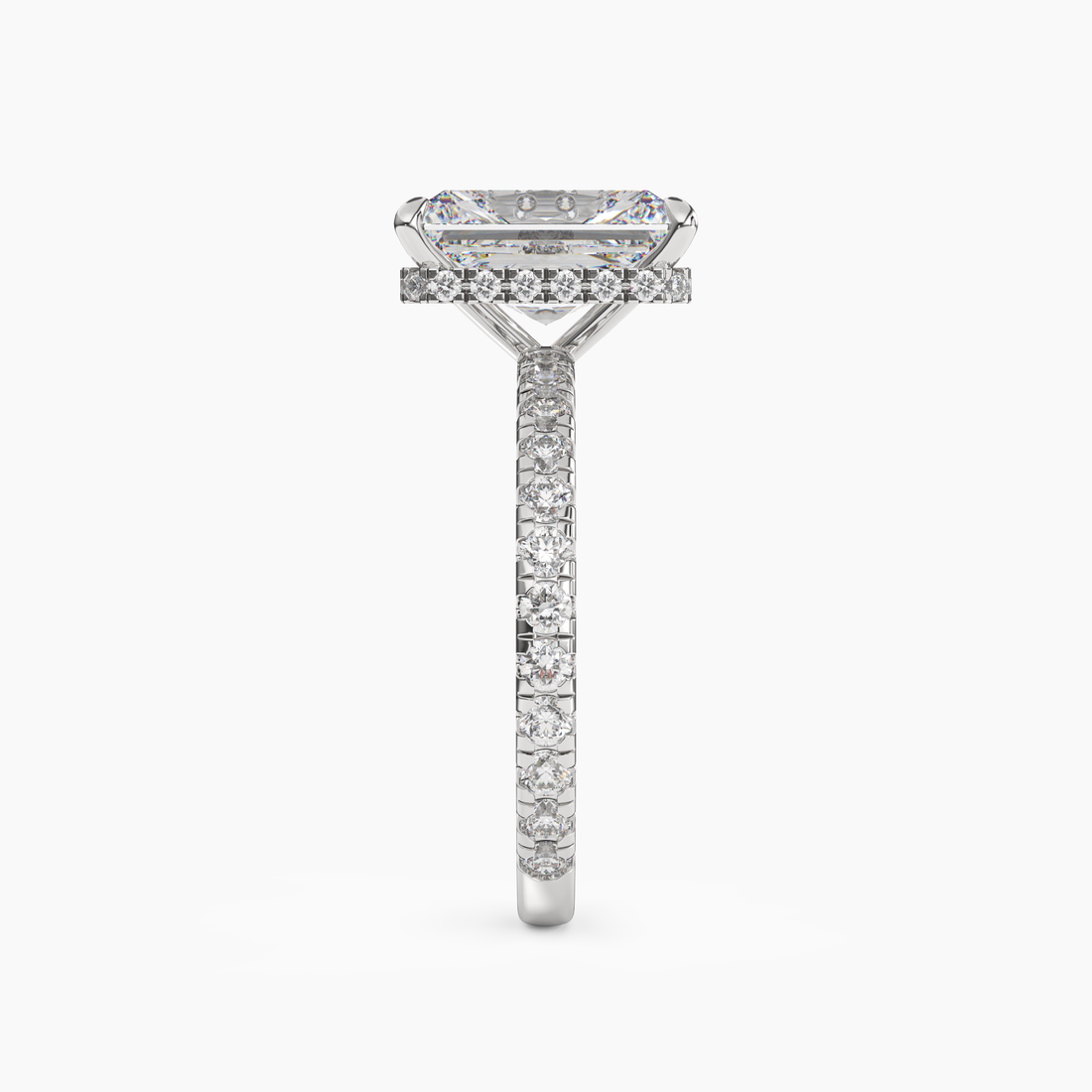 Fresco Radiant Hidden Halo Diamond Ring Setting in 14K White Gold