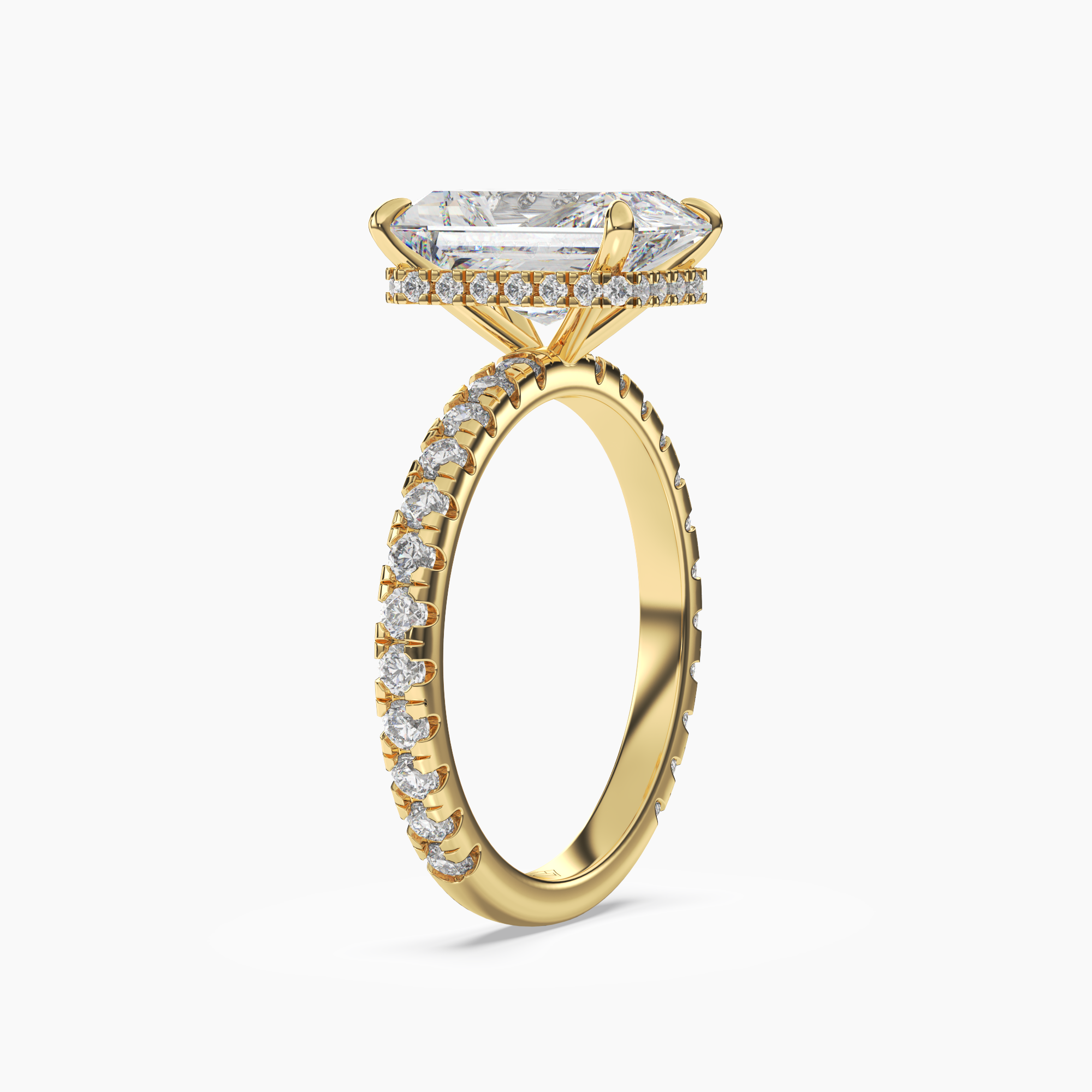 Fresco Radiant Hidden Halo 1 Carat Lab Grown Diamond Engagement Ring in 18K Yellow Gold