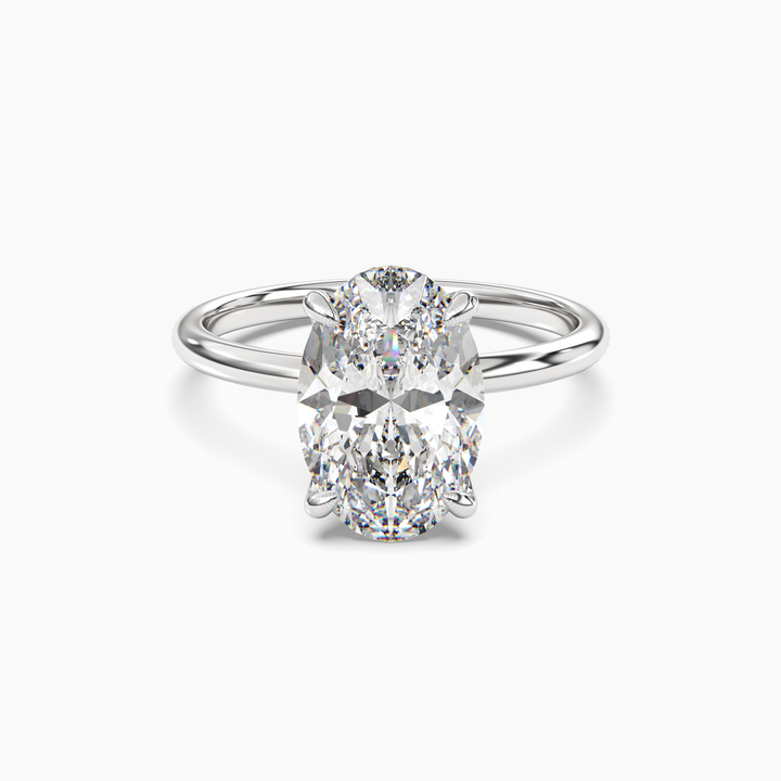 Brielle Oval Solitaire 2.5 Carat Lab Grown Diamond Engagement Ring in 18K White Gold