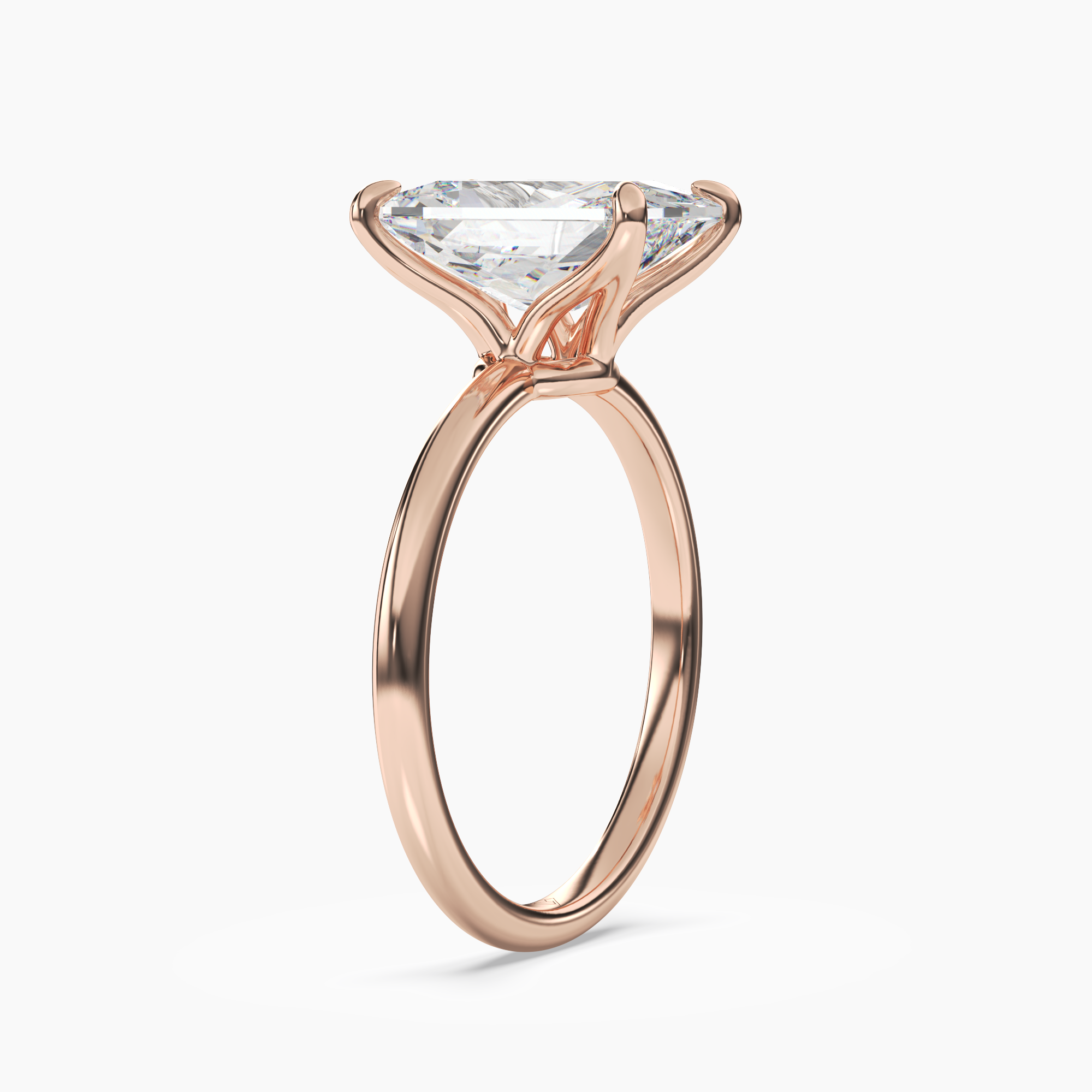 Brielle Radiant Solitaire Diamond Ring Setting in 18K Rose Gold