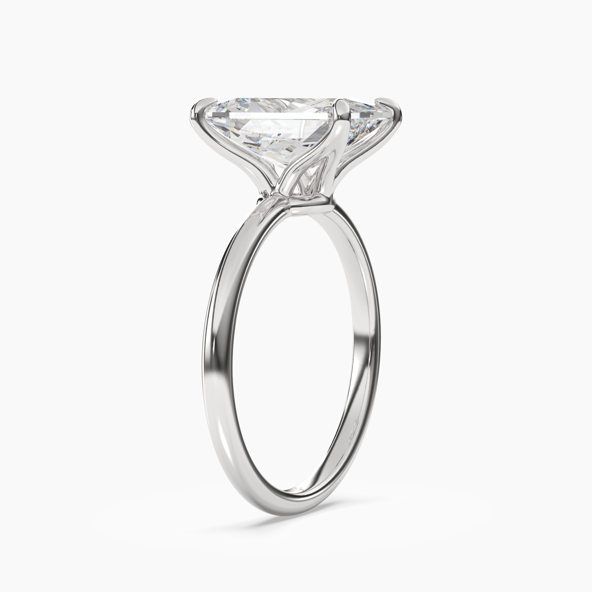 Brielle Radiant Solitaire 3 Carat Lab Grown Diamond Engagement Ring in 14K White Gold