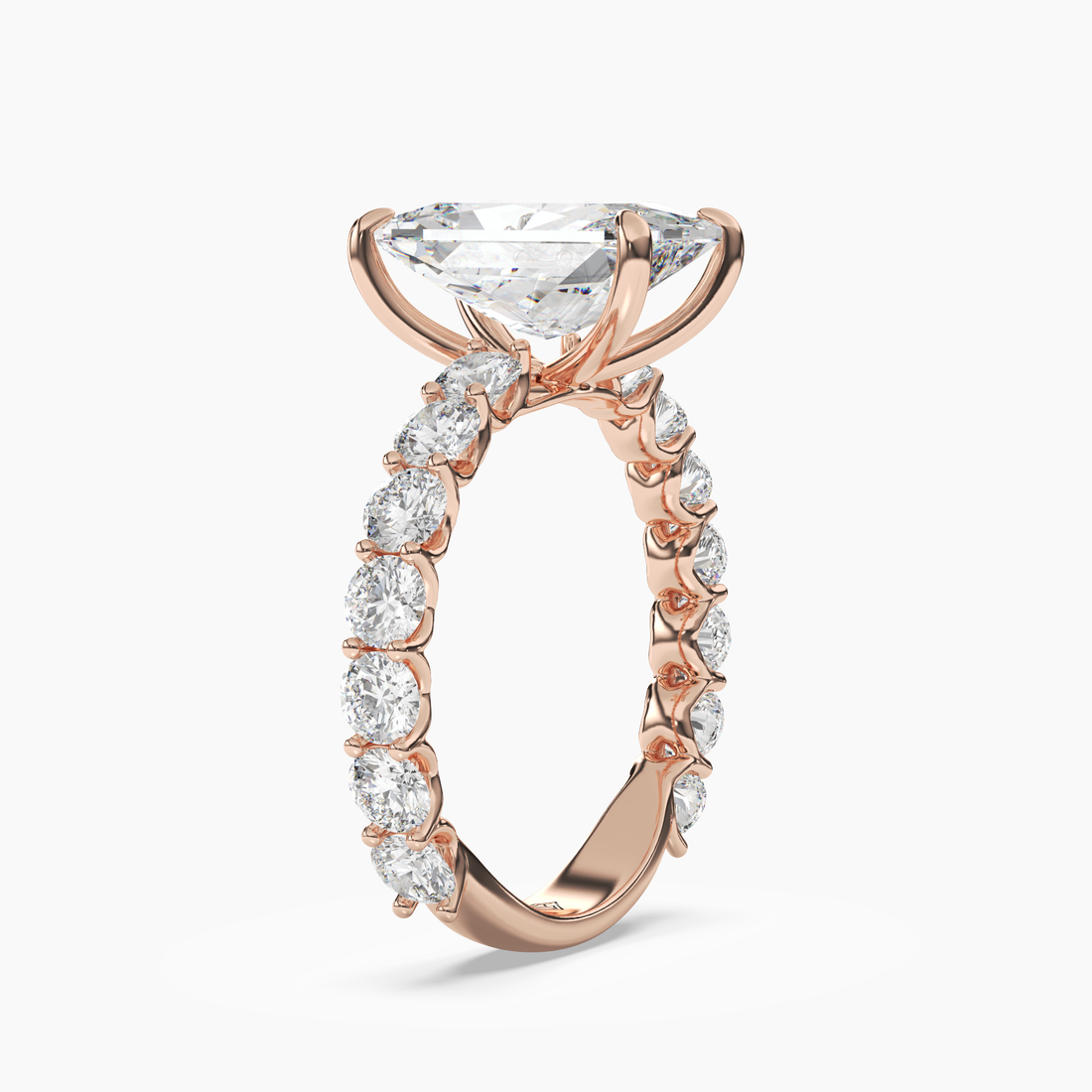Blossom Radiant Diamond Ring Setting in 18K Rose Gold