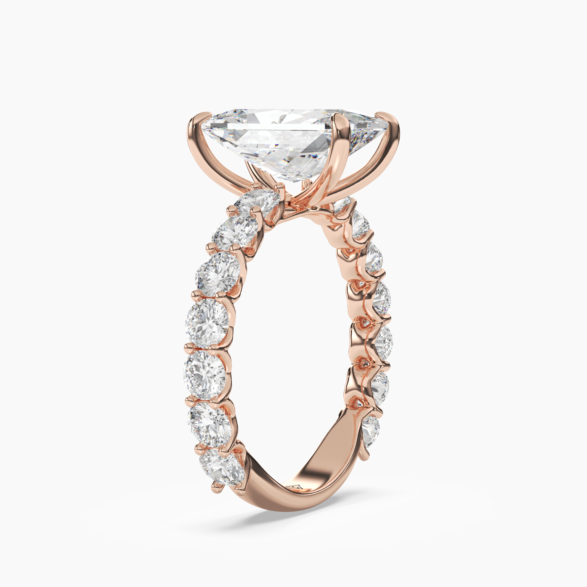 Blossom Radiant Diamond Ring Setting in 14K White Gold