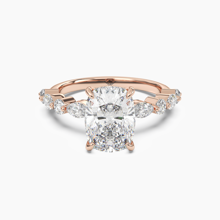 Aster Cushion Hidden Halo 1 Carat Lab Grown Diamond Engagement Ring in 14K Rose Gold