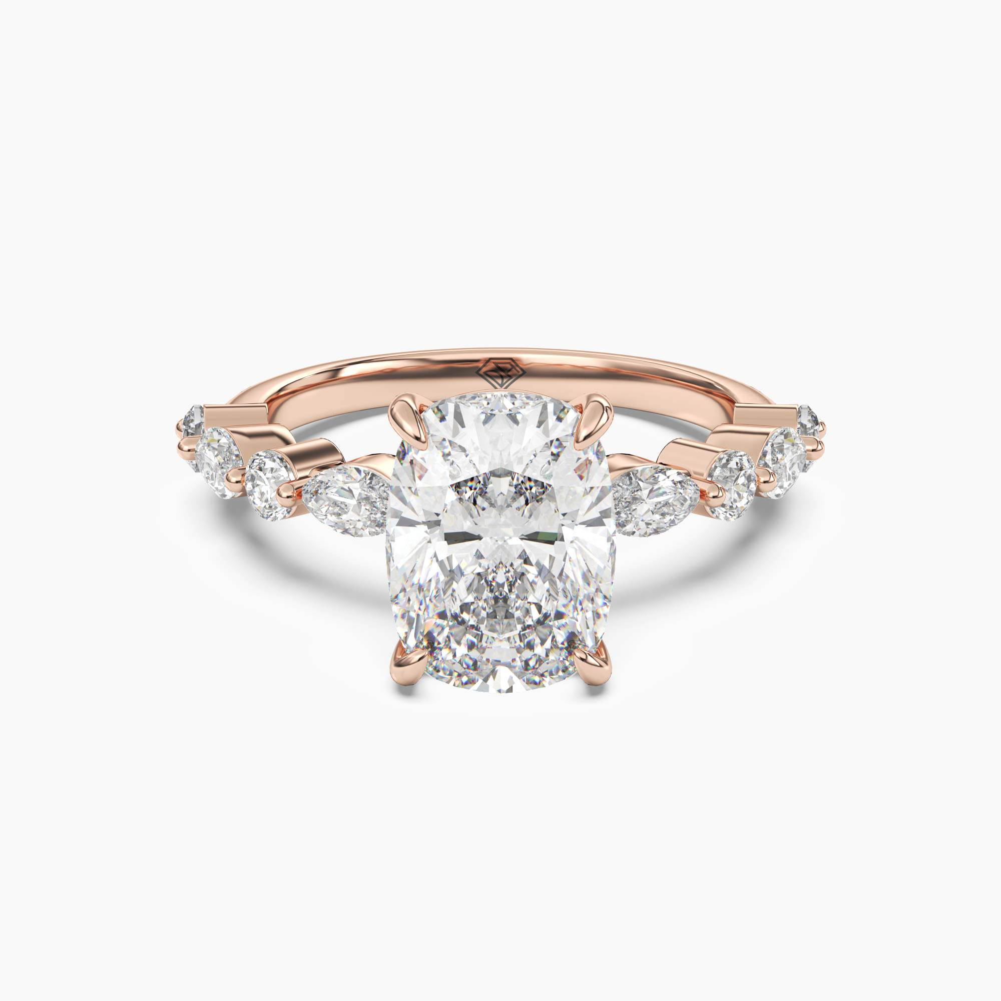 Aster Cushion Hidden Halo 1 Carat Lab Grown Diamond Engagement Ring in 18K Rose Gold