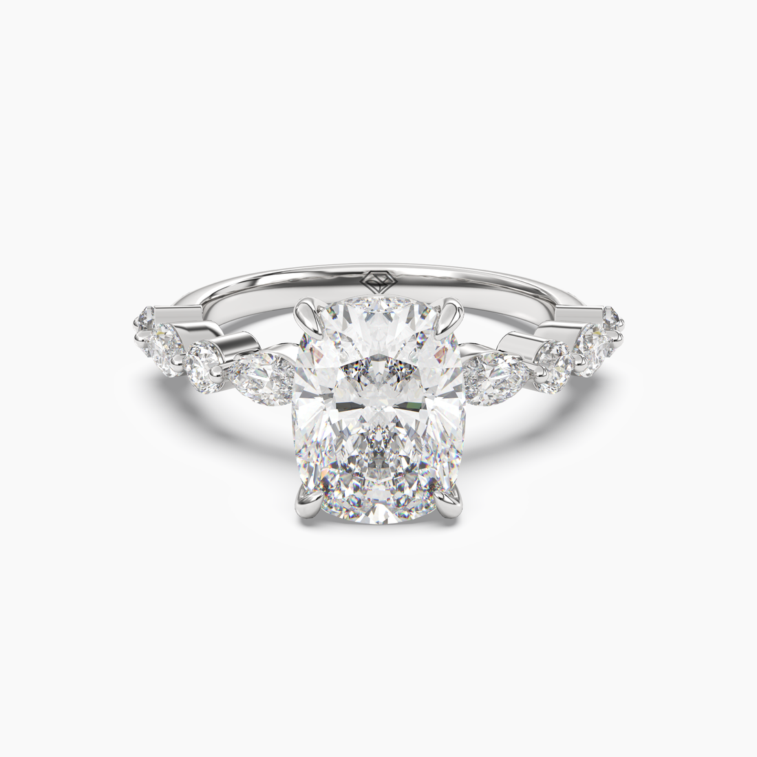 Aster Cushion Hidden Halo 1.5 Carat Lab Grown Diamond Engagement Ring in 14K White Gold
