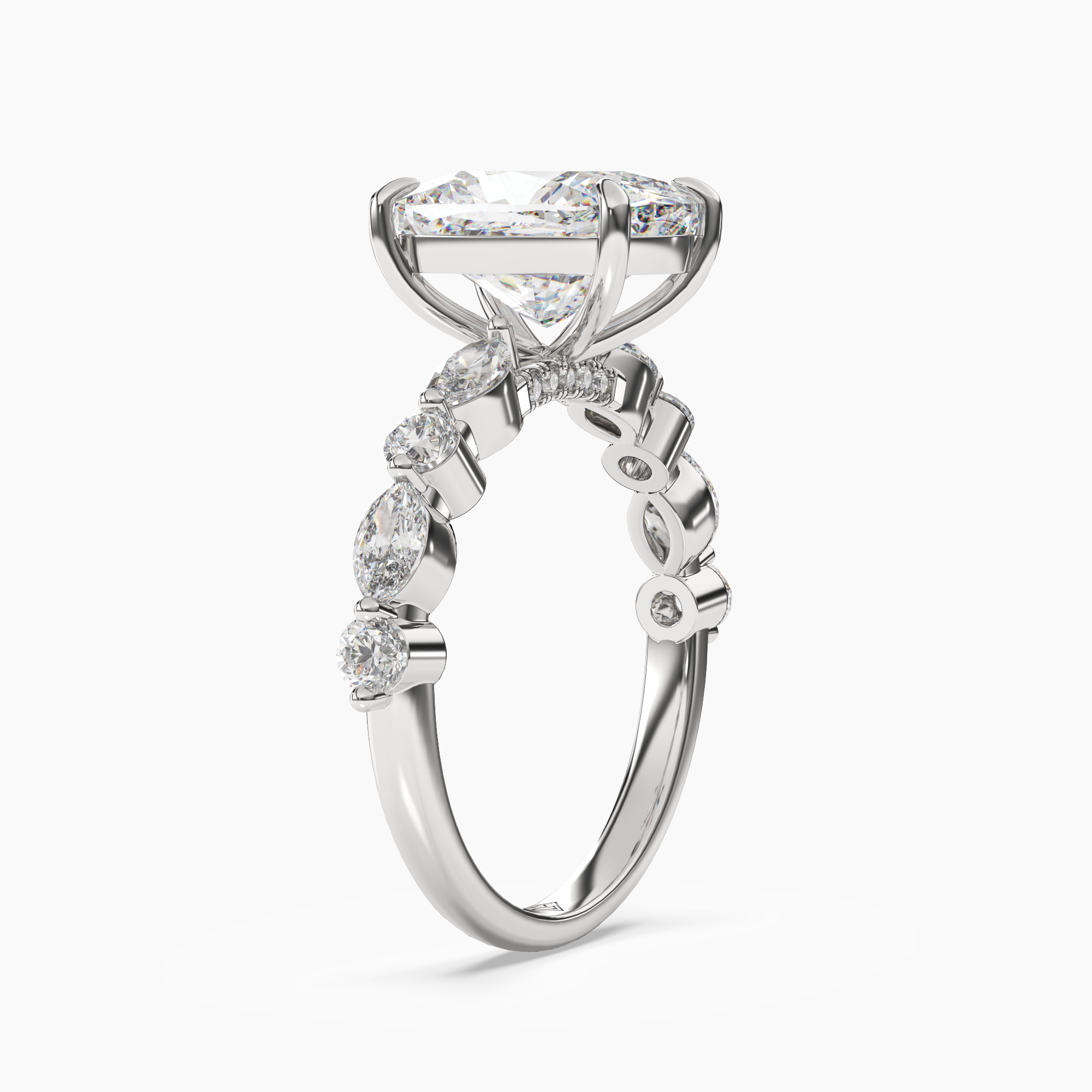 Aster Cushion Hidden Halo 3 Carat Lab Grown Diamond Engagement Ring in 14K Yellow Gold