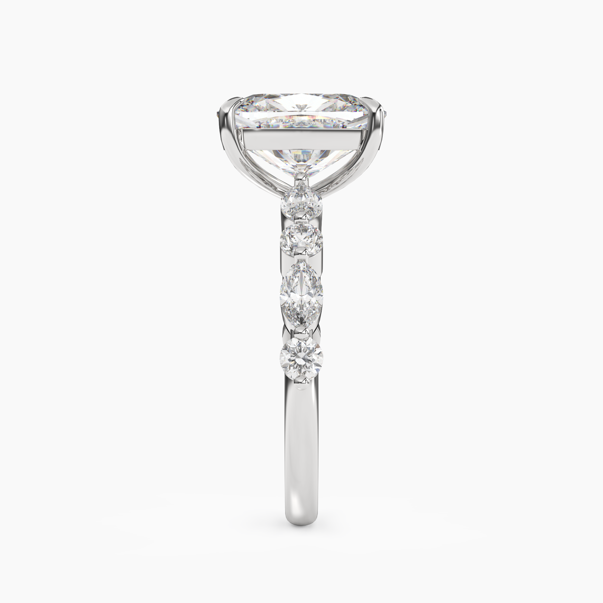 Aster Cushion Hidden Halo Diamond Ring Setting in 14K Yellow Gold
