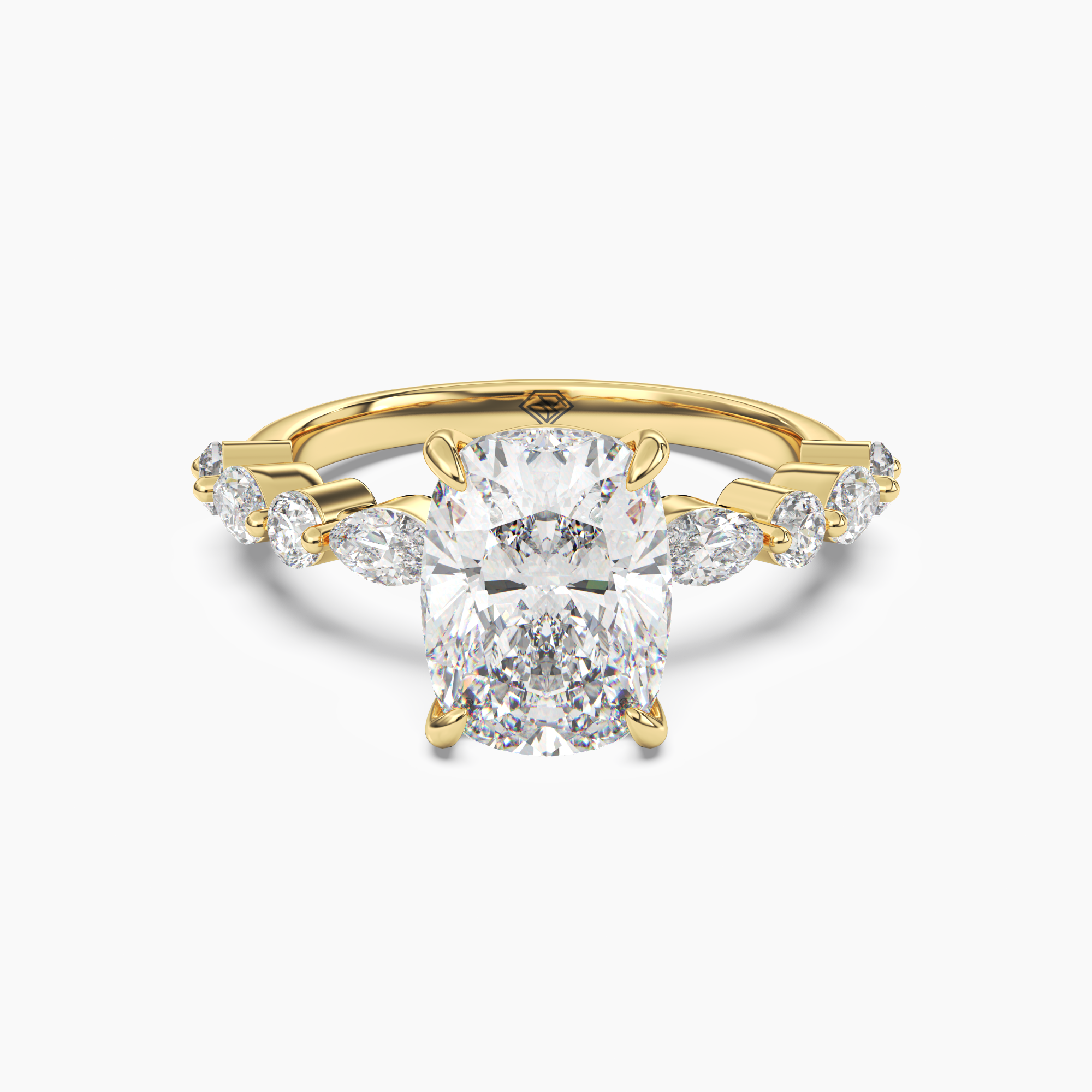 Aster Cushion Hidden Halo 1 Carat Lab Grown Diamond Engagement Ring in 18K White Gold