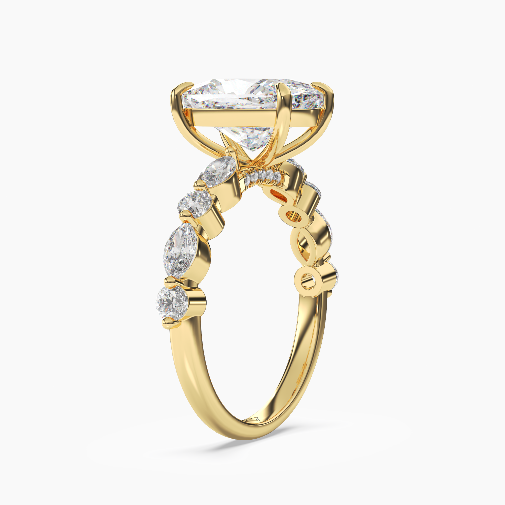 Aster Cushion Hidden Halo 3 Carat Lab Grown Diamond Engagement Ring in 18K Rose Gold