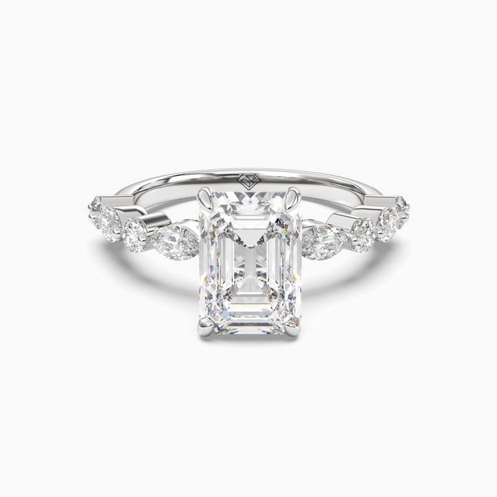 Aster Emerald Hidden Halo 3 Carat Lab Grown Diamond Engagement Ring in 14K White Gold