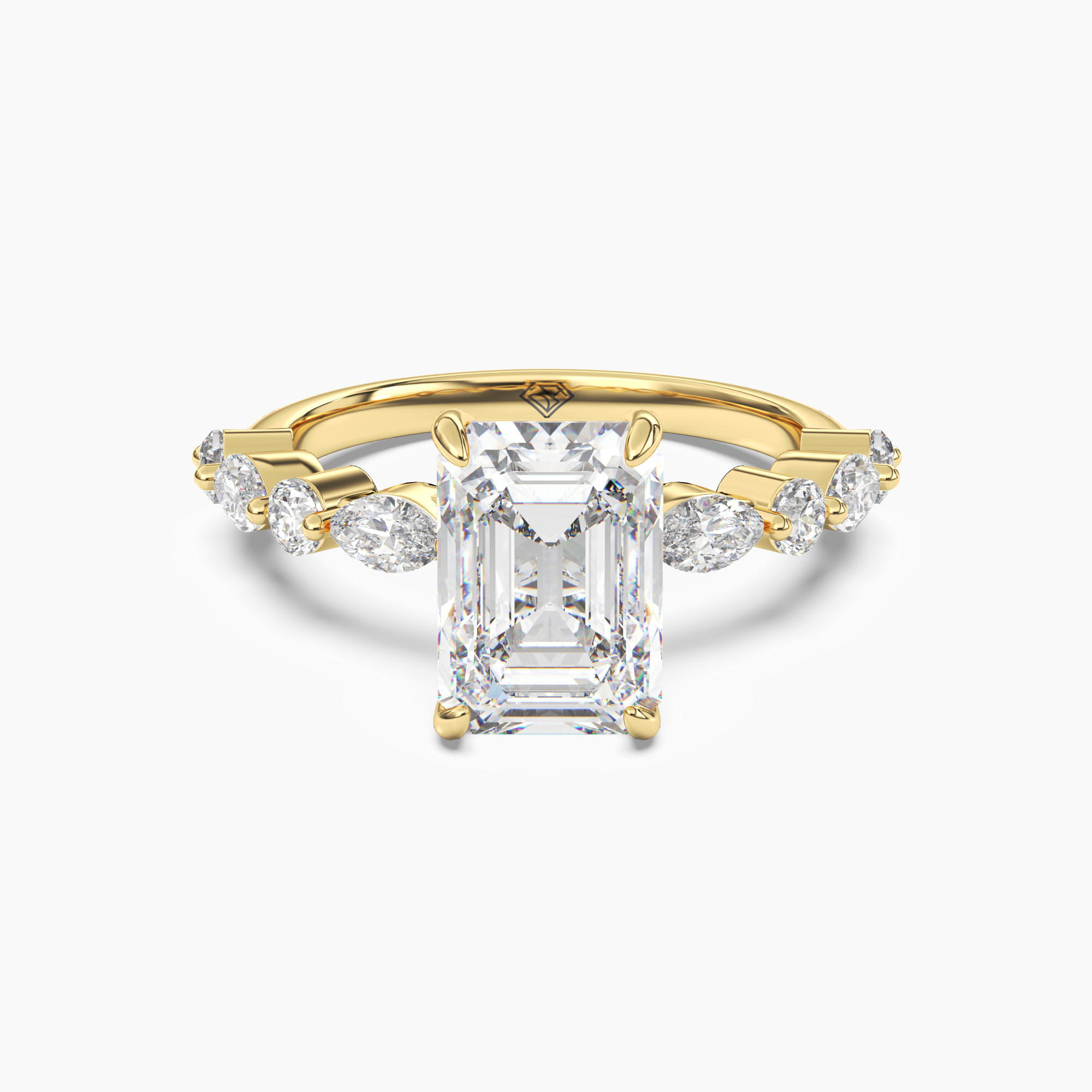 Aster Emerald Hidden Halo Diamond Ring Setting in 18K Rose Gold