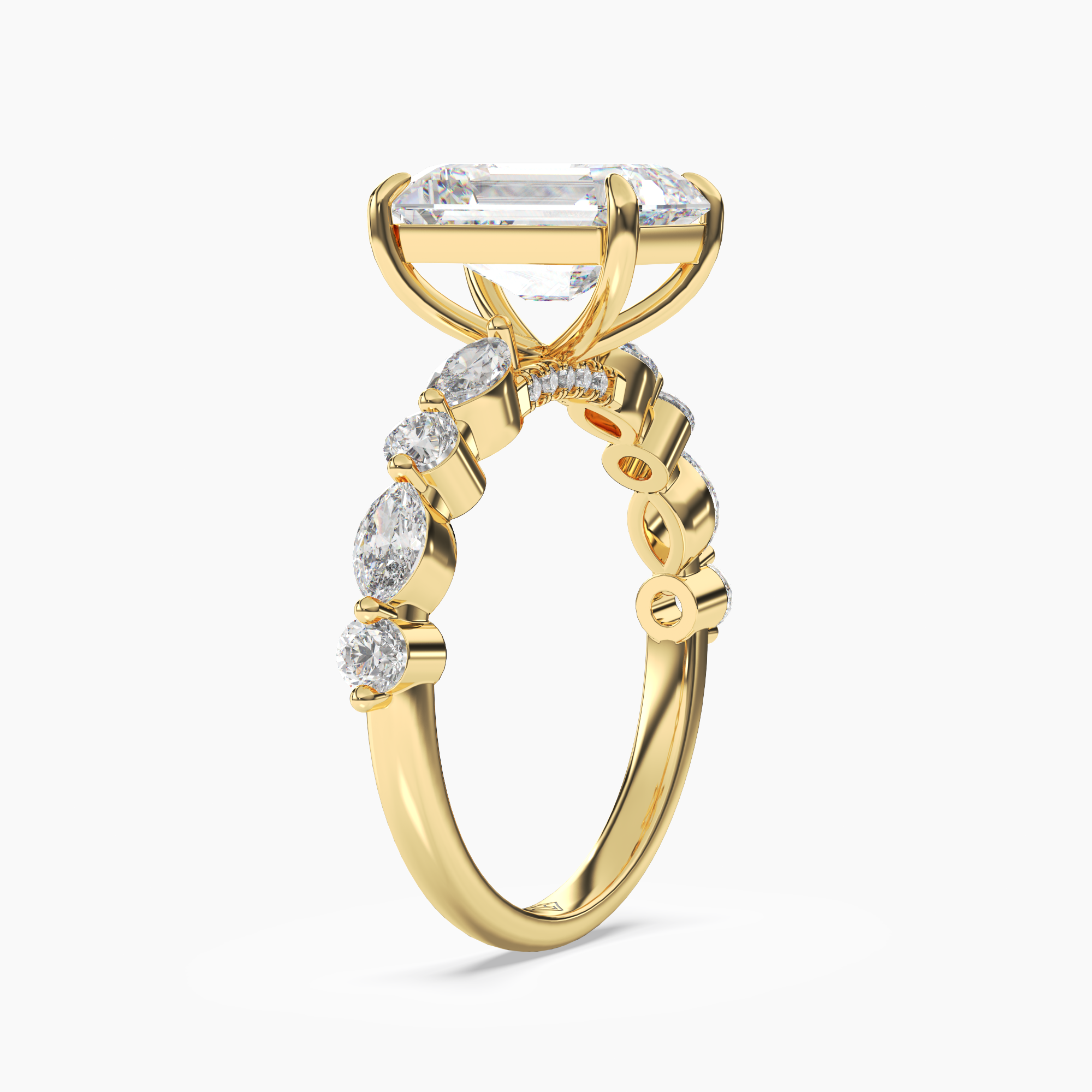 Aster Emerald Hidden Halo 2.5 Carat Lab Grown Diamond Engagement Ring in 14K Rose Gold