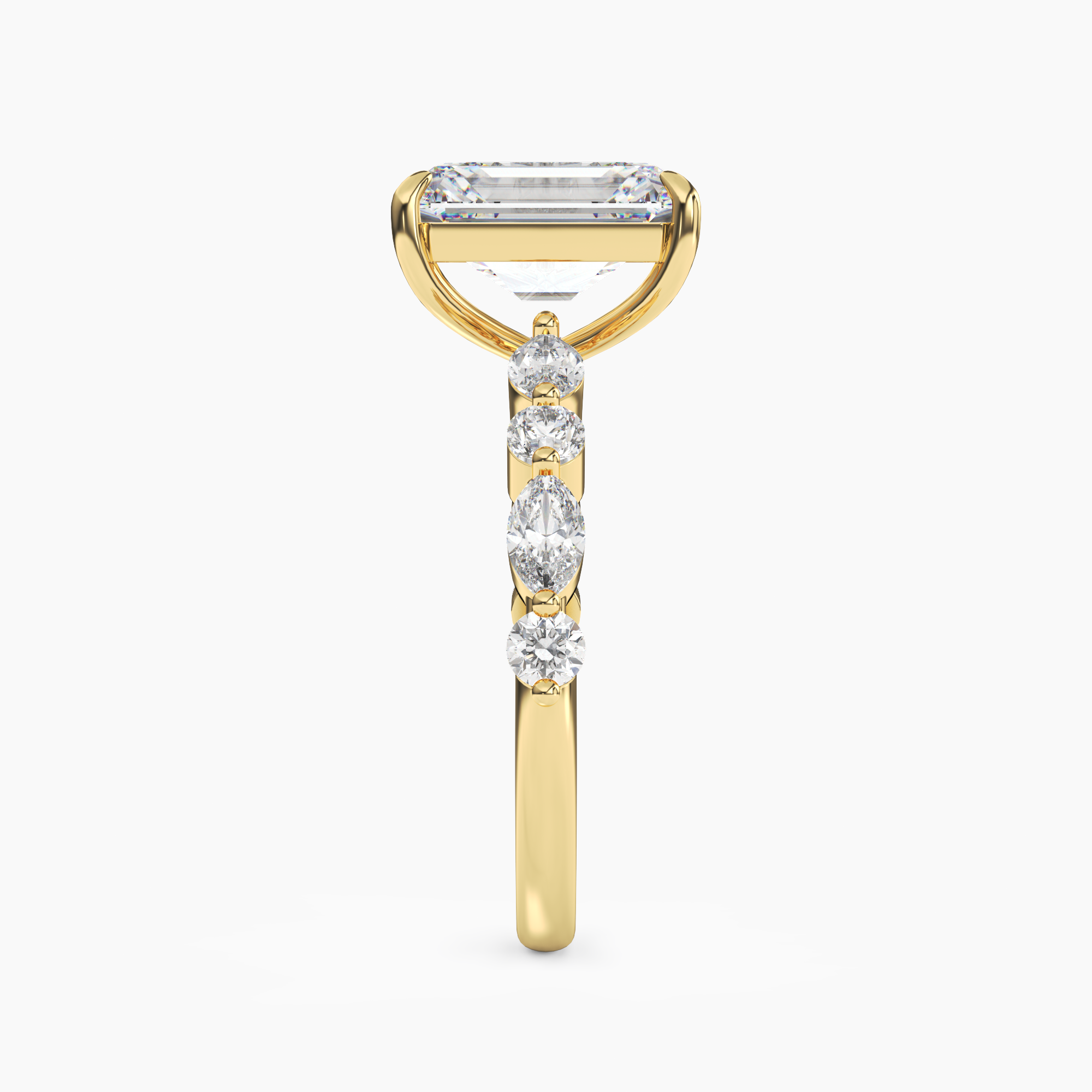 Aster Emerald Hidden Halo 3 Carat Lab Grown Diamond Engagement Ring in 14K Yellow Gold