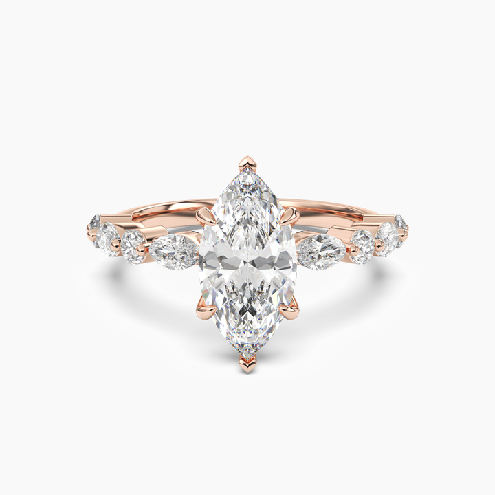 Aster Marquise Hidden Halo 3 Carat Lab Grown Diamond Engagement Ring in 18K Rose Gold