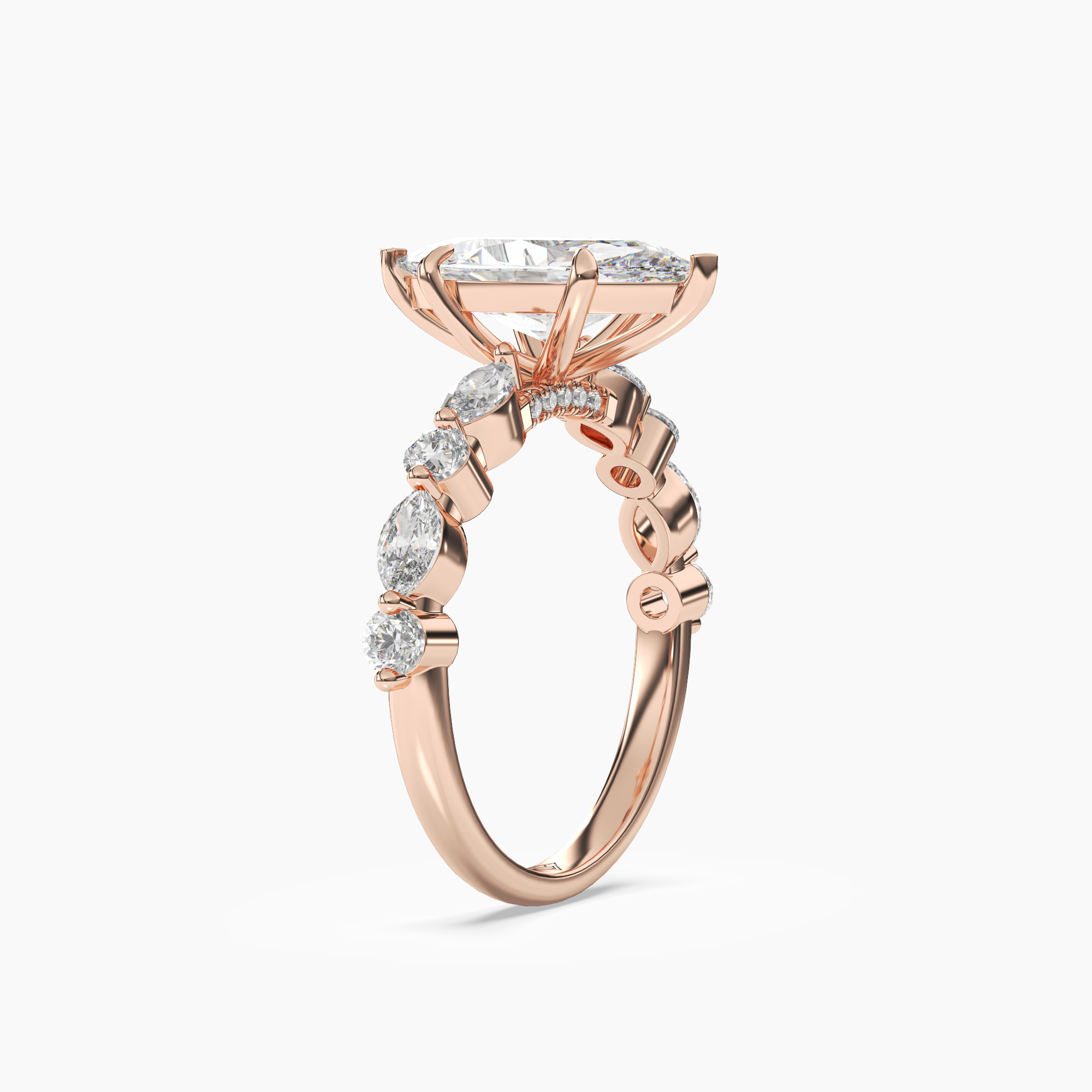Aster Marquise Hidden Halo 2 Carat Lab Grown Diamond Engagement Ring in 18K Yellow Gold