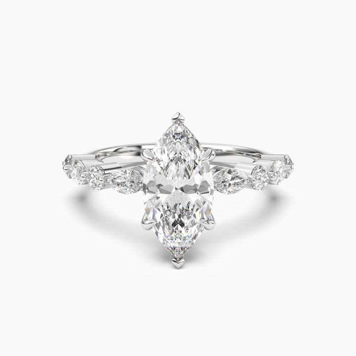 Aster Marquise Hidden Halo 3 Carat Lab Grown Diamond Engagement Ring in 18K White Gold
