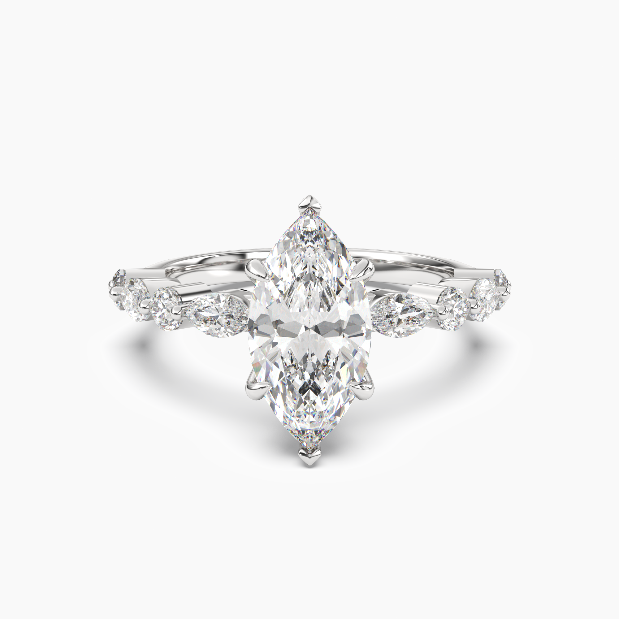 Aster Marquise Hidden Halo Diamond Ring Setting in 14K Yellow Gold