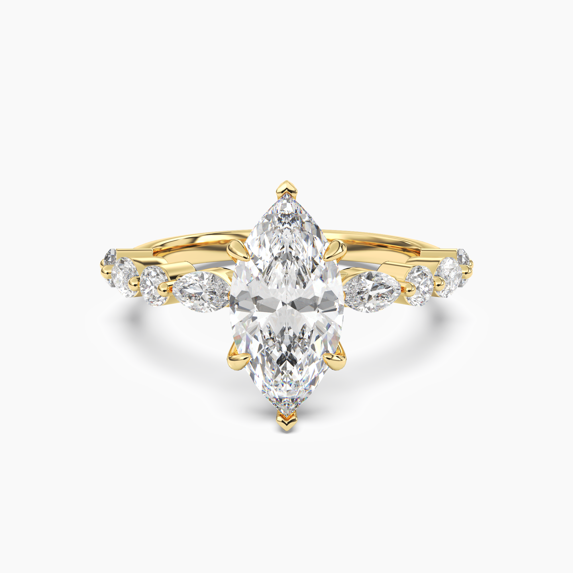 Aster Marquise Hidden Halo Diamond Ring Setting in 18K Yellow Gold