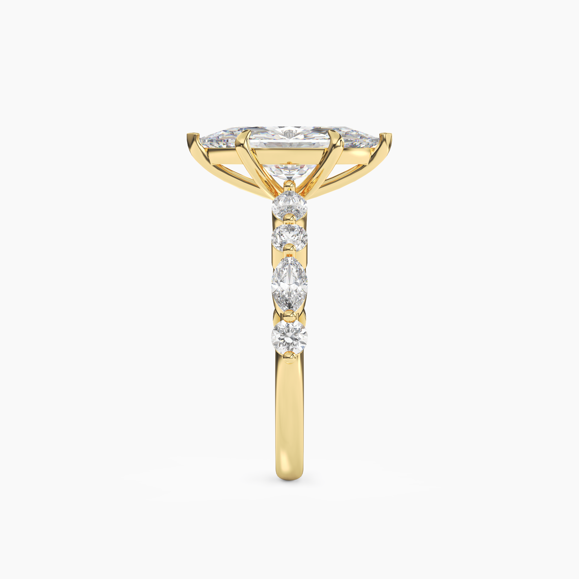 Aster Marquise Hidden Halo Diamond Ring Setting in 14K Yellow Gold