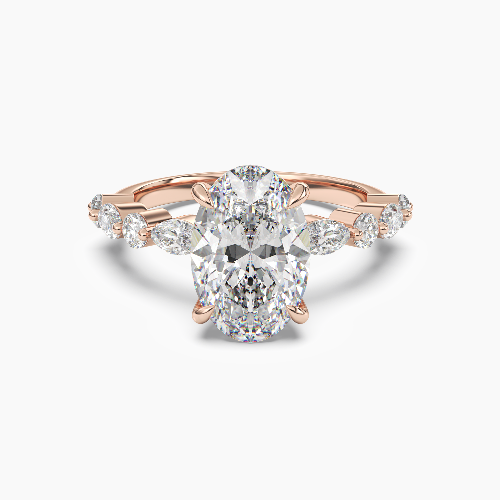 Aster Oval Hidden Halo Diamond Ring Setting in 14K Yellow Gold
