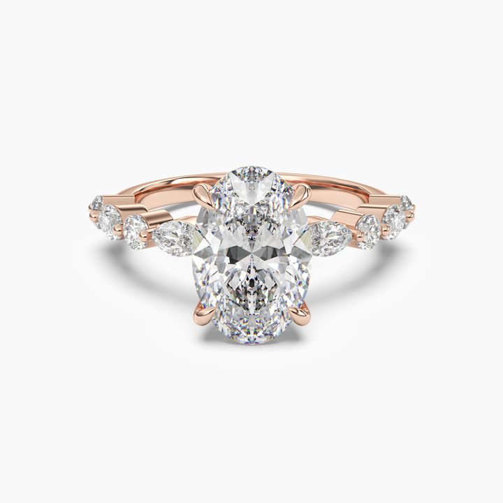Aster Oval Hidden Halo 2.5 Carat Lab Grown Diamond Engagement Ring in 18K Rose Gold
