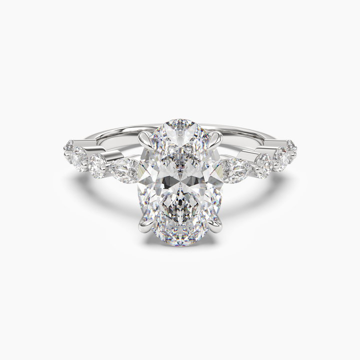 Aster Oval Hidden Halo 2.5 Carat Lab Grown Diamond Engagement Ring in 14K White Gold