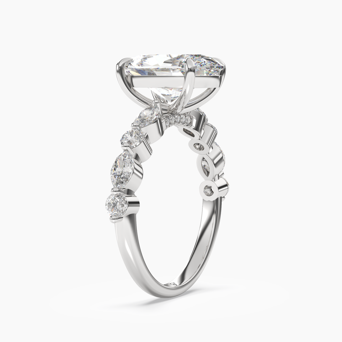 Aster Oval Hidden Halo 1 Carat Lab Grown Diamond Engagement Ring in 14K White Gold