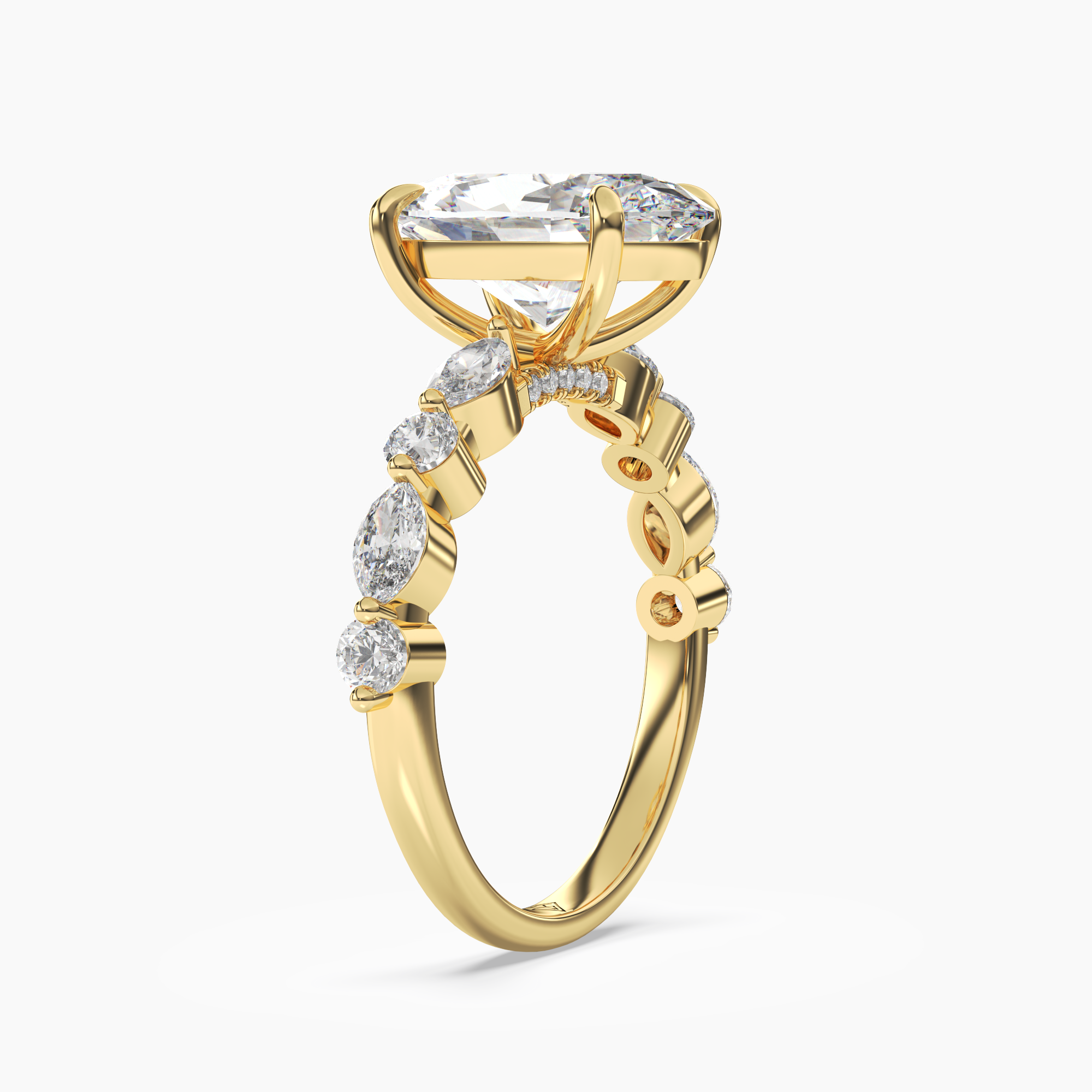 Aster Oval Hidden Halo Diamond Ring Setting in 14K Rose Gold