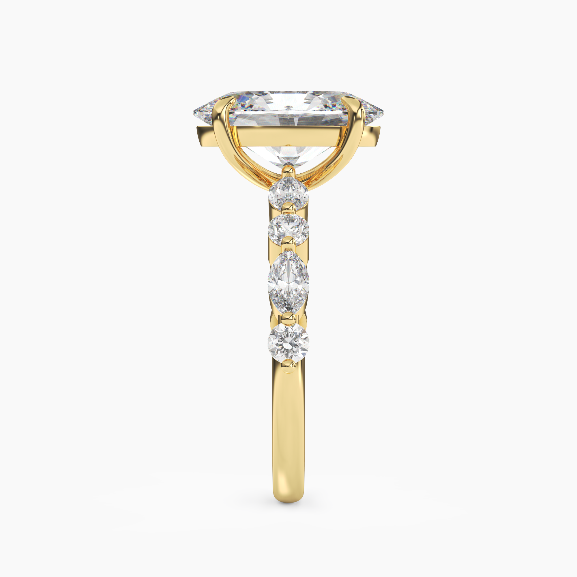 Aster Oval Hidden Halo Diamond Ring Setting in 18K Yellow Gold
