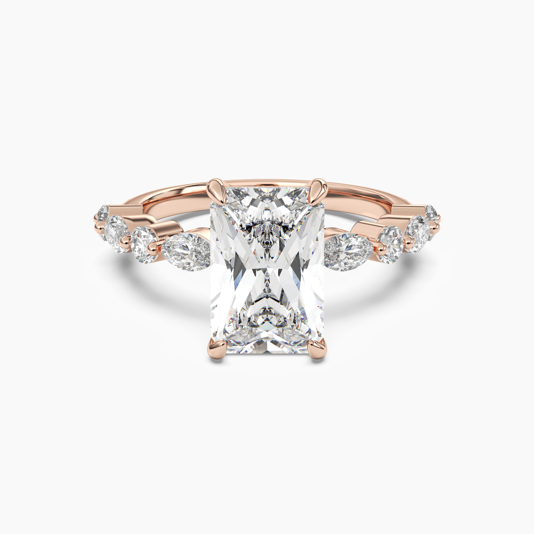 Aster Radiant Hidden Halo 1 Carat Lab Grown Diamond Engagement Ring in 14K Yellow Gold
