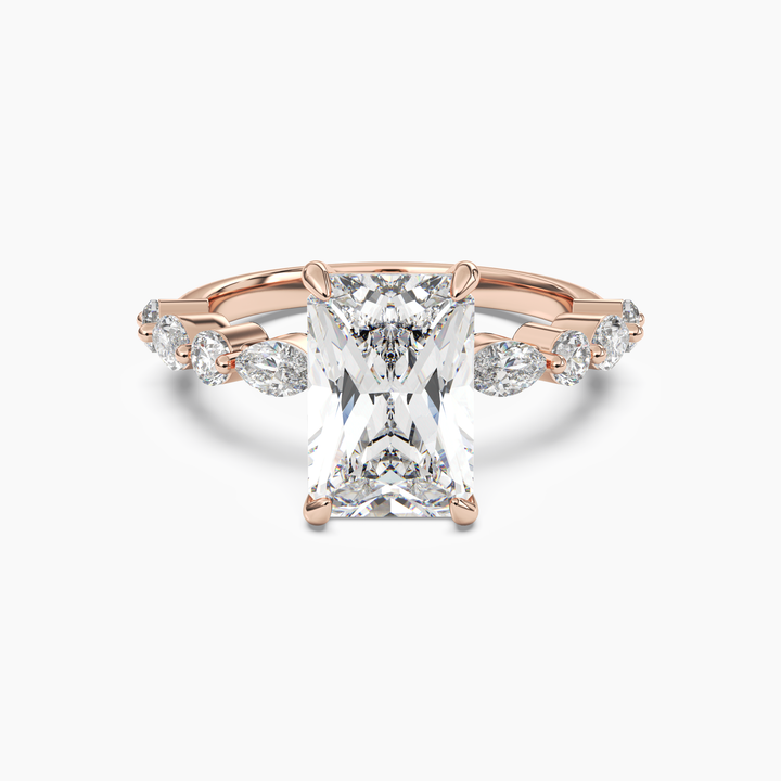 Aster Radiant Hidden Halo 3 Carat Lab Grown Diamond Engagement Ring in 14K Rose Gold