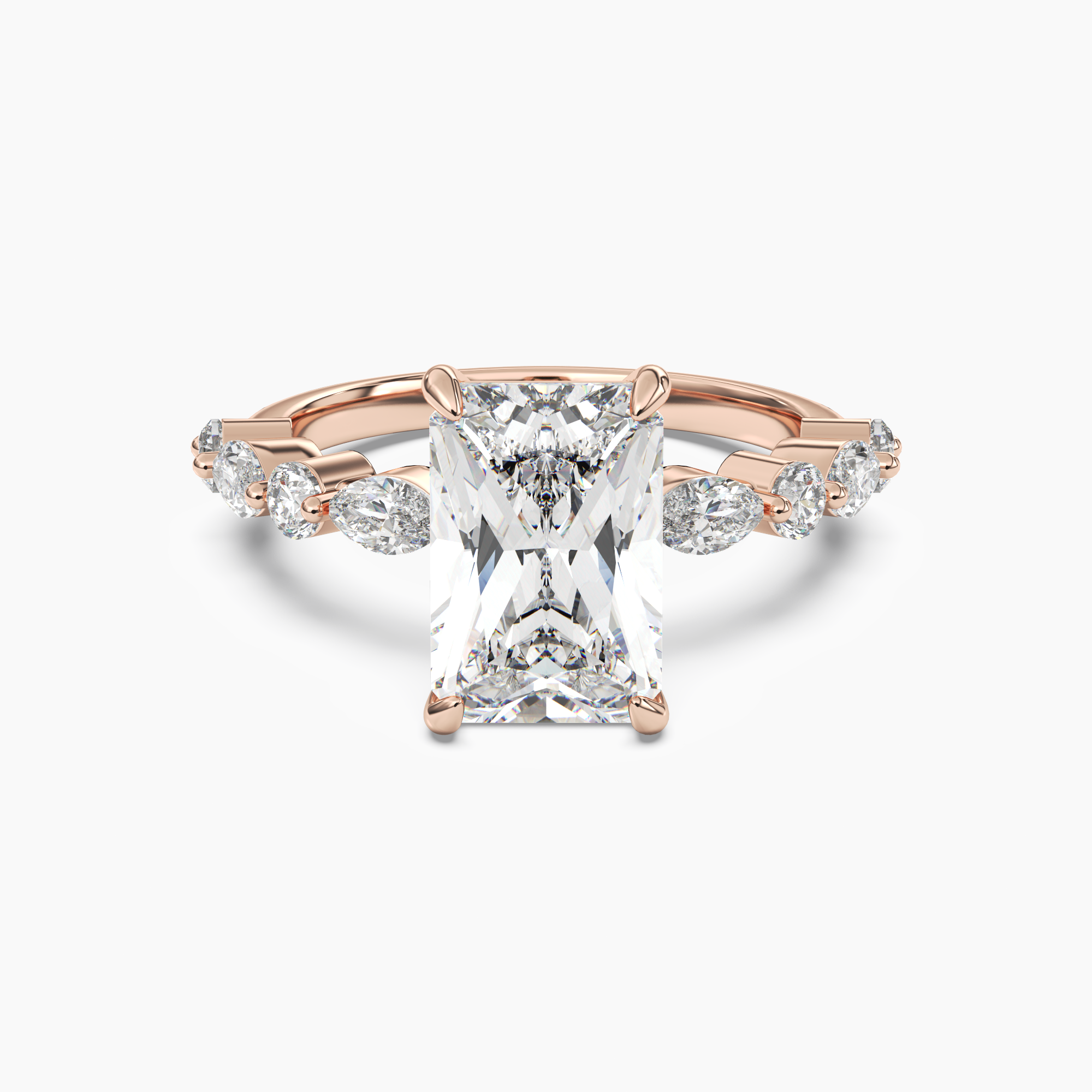 Aster Radiant Hidden Halo 2.5 Carat Lab Grown Diamond Engagement Ring in 14K Rose Gold