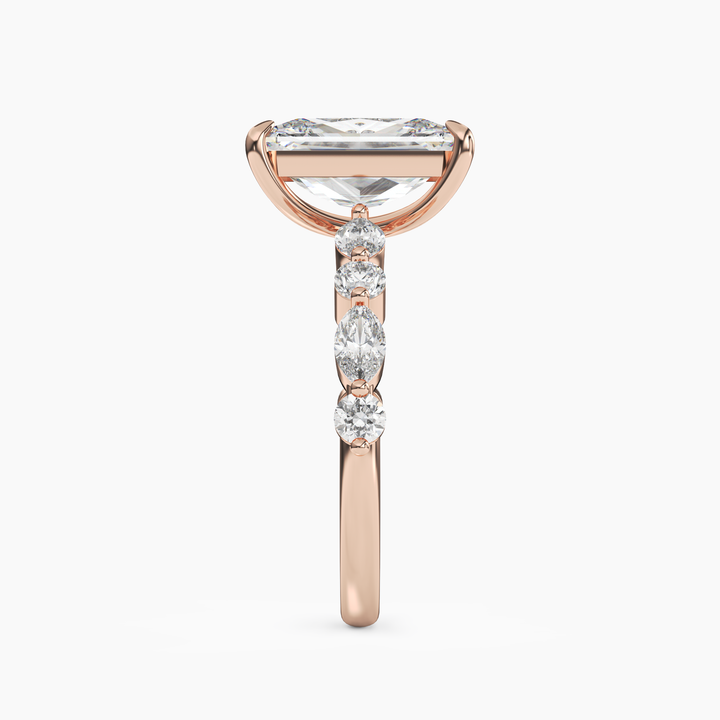 Aster Radiant Hidden Halo 3 Carat Lab Grown Diamond Engagement Ring in 18K White Gold