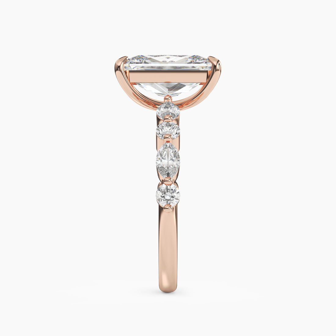 Aster Radiant Hidden Halo Diamond Ring Setting in 14K Yellow Gold