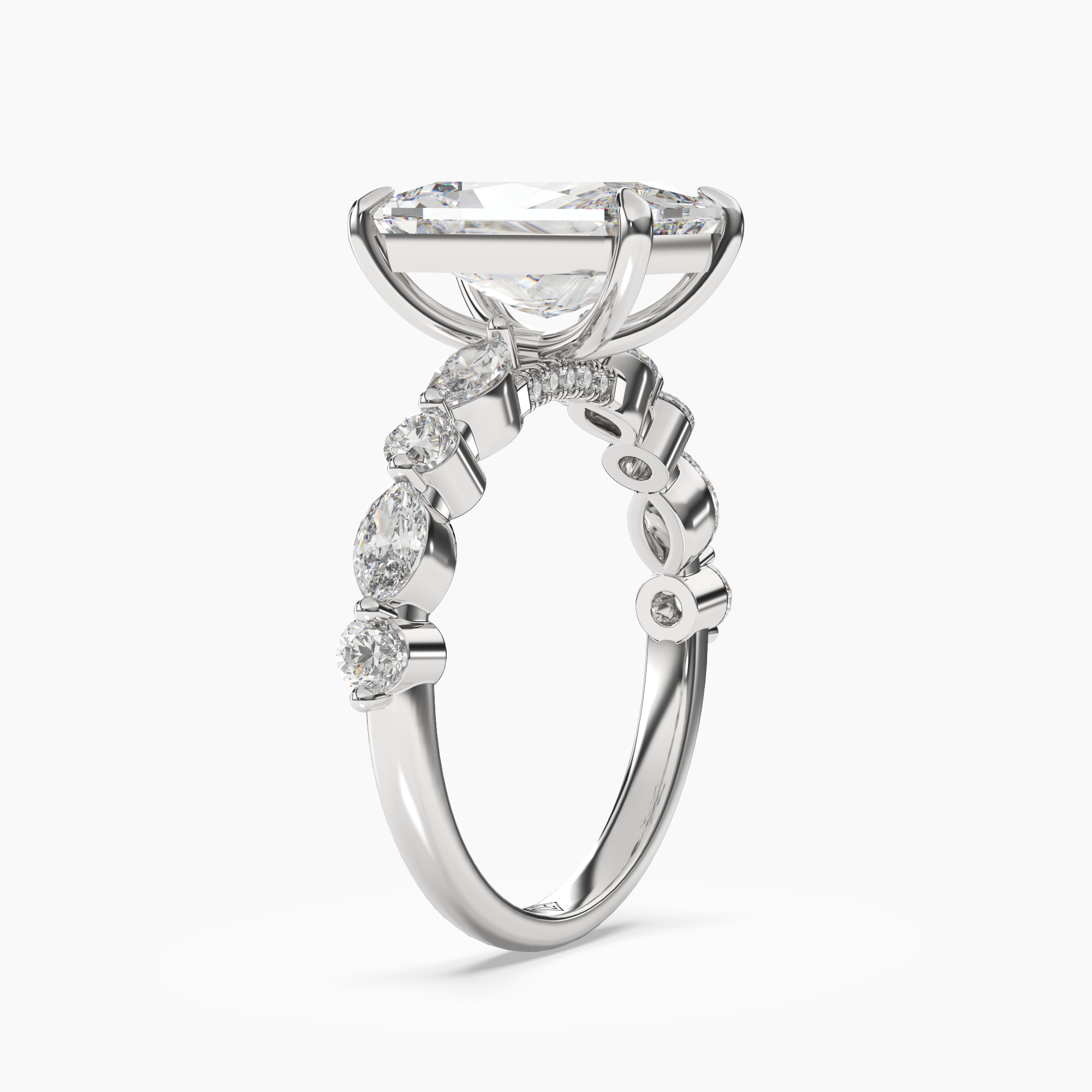 Aster Radiant Hidden Halo 3 Carat Lab Grown Diamond Engagement Ring in 18K White Gold