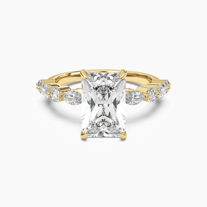 Aster Radiant Hidden Halo 1 Carat Lab Grown Diamond Engagement Ring in 18K Yellow Gold