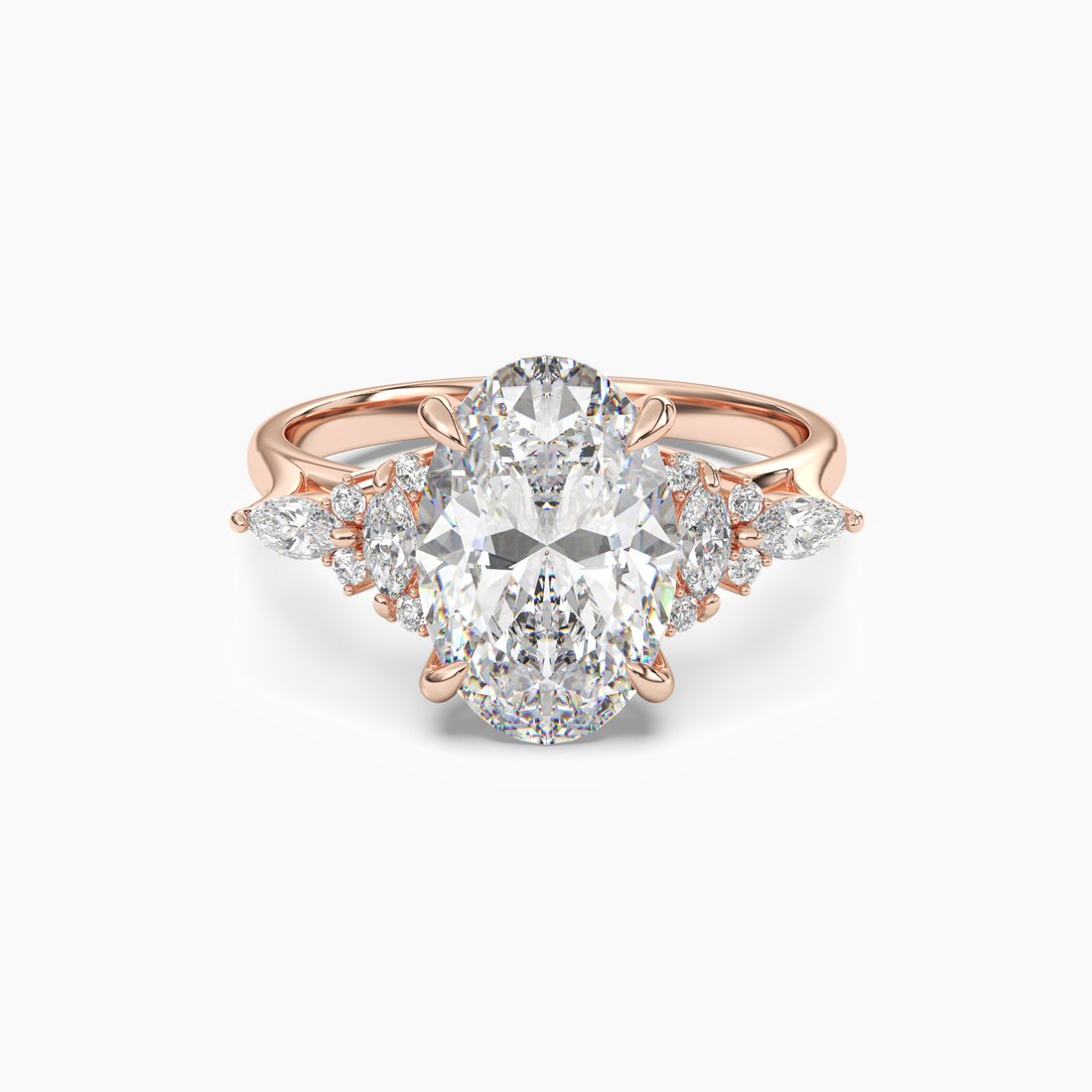 Snowflake Oval 3 Carat Lab Grown Diamond Engagement Ring in 14K Yellow Gold