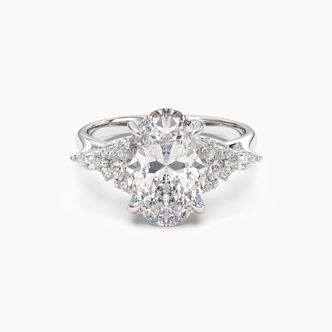 Snowflake Oval 2 Carat Lab Grown Diamond Engagement Ring in 18K White Gold