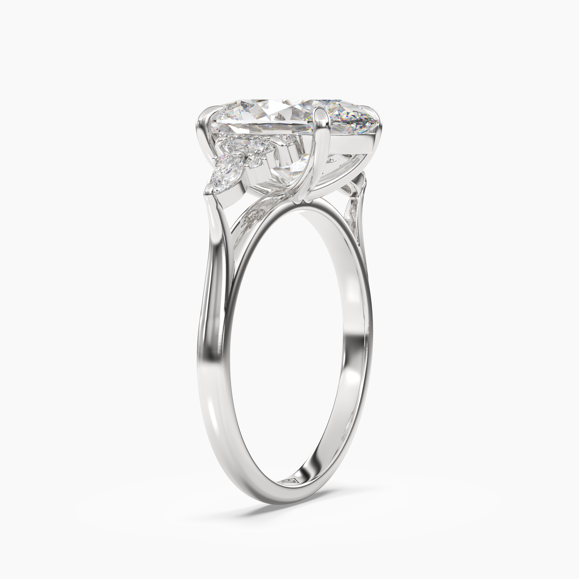 Snowflake Oval Diamond Ring Setting in 18K Yellow Gold