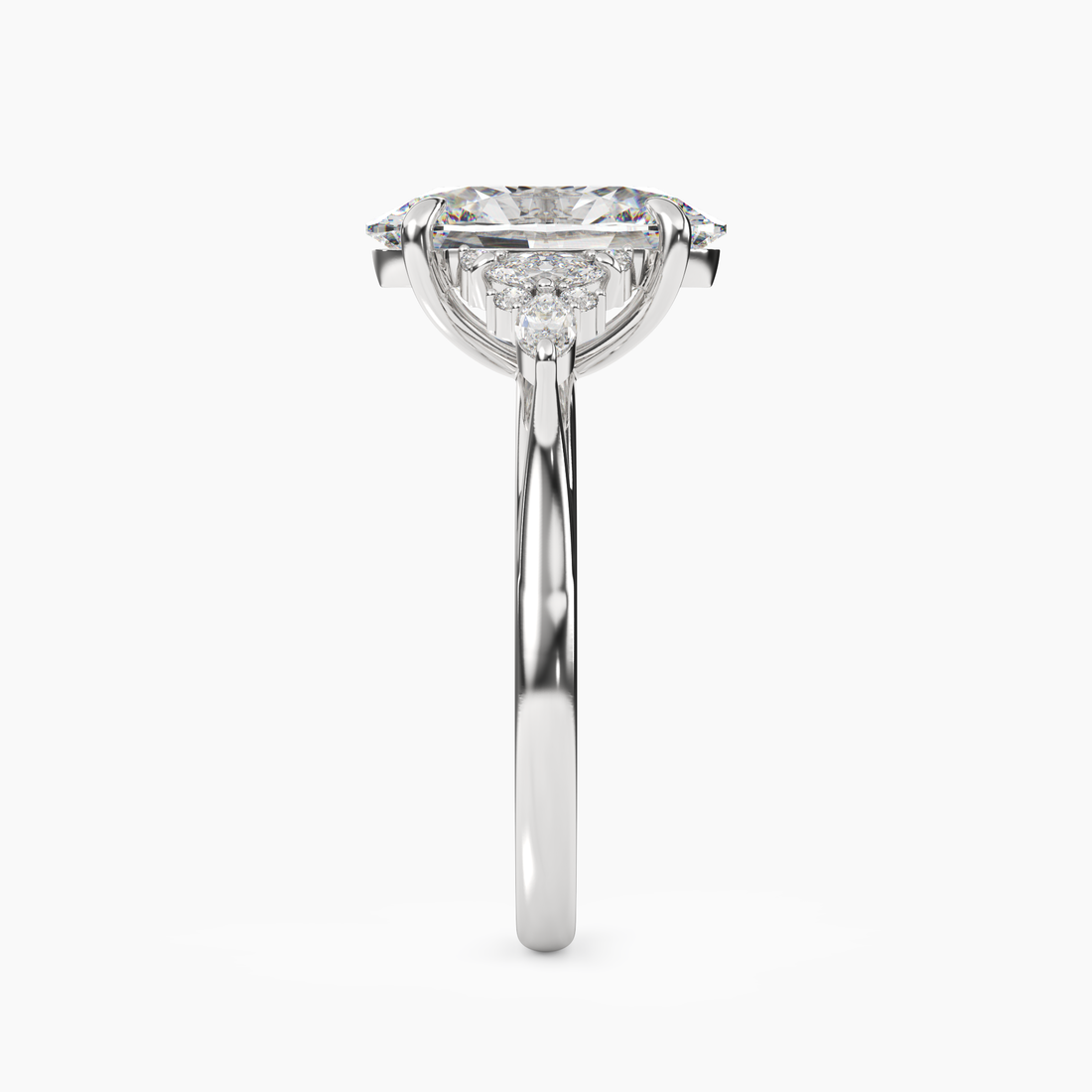 Snowflake Oval Diamond Ring Setting in 18K White Gold