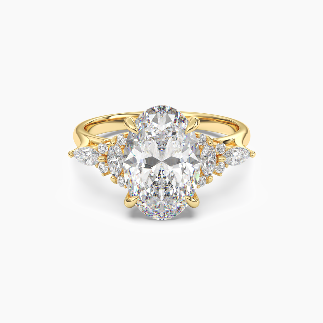 Snowflake Oval Diamond Ring Setting in 14K Rose Gold