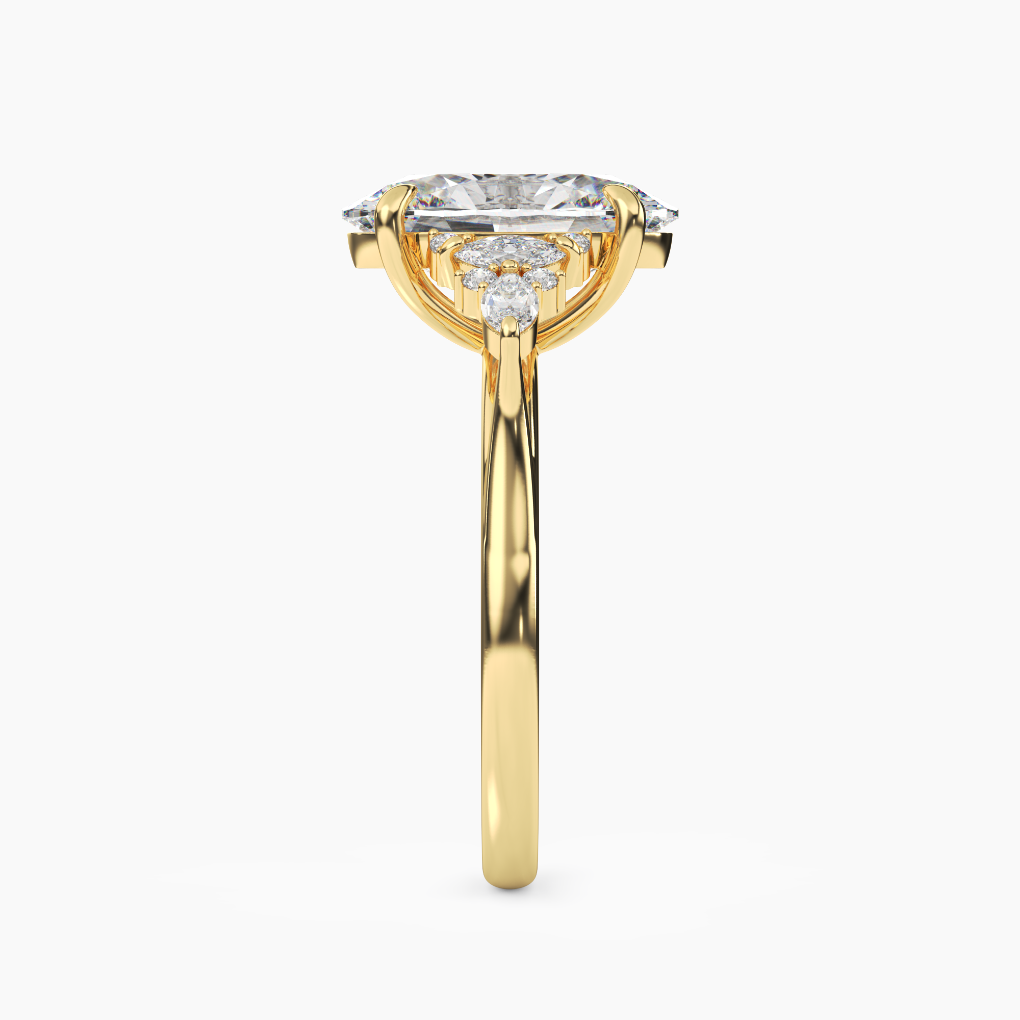 Snowflake Oval 1.5 Carat Lab Grown Diamond Engagement Ring in 18K Yellow Gold