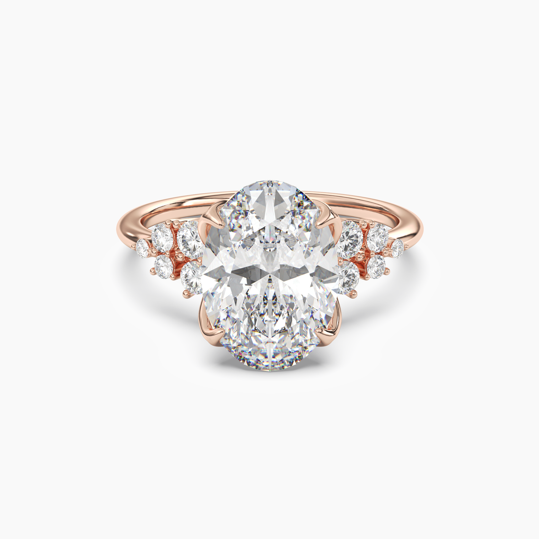 Tulip Oval 2 Carat Lab Grown Diamond Engagement Ring in 14K Yellow Gold