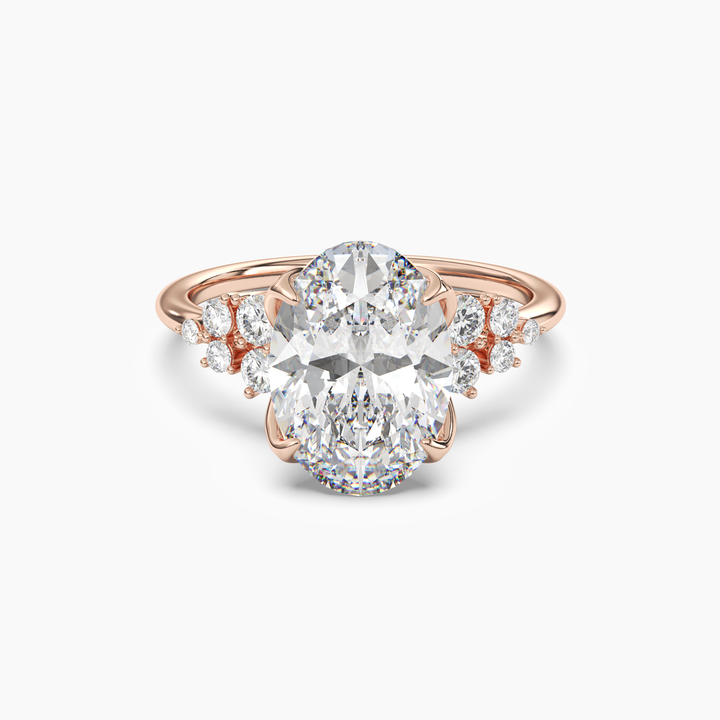 Tulip Oval Diamond Ring Setting in 14K Rose Gold