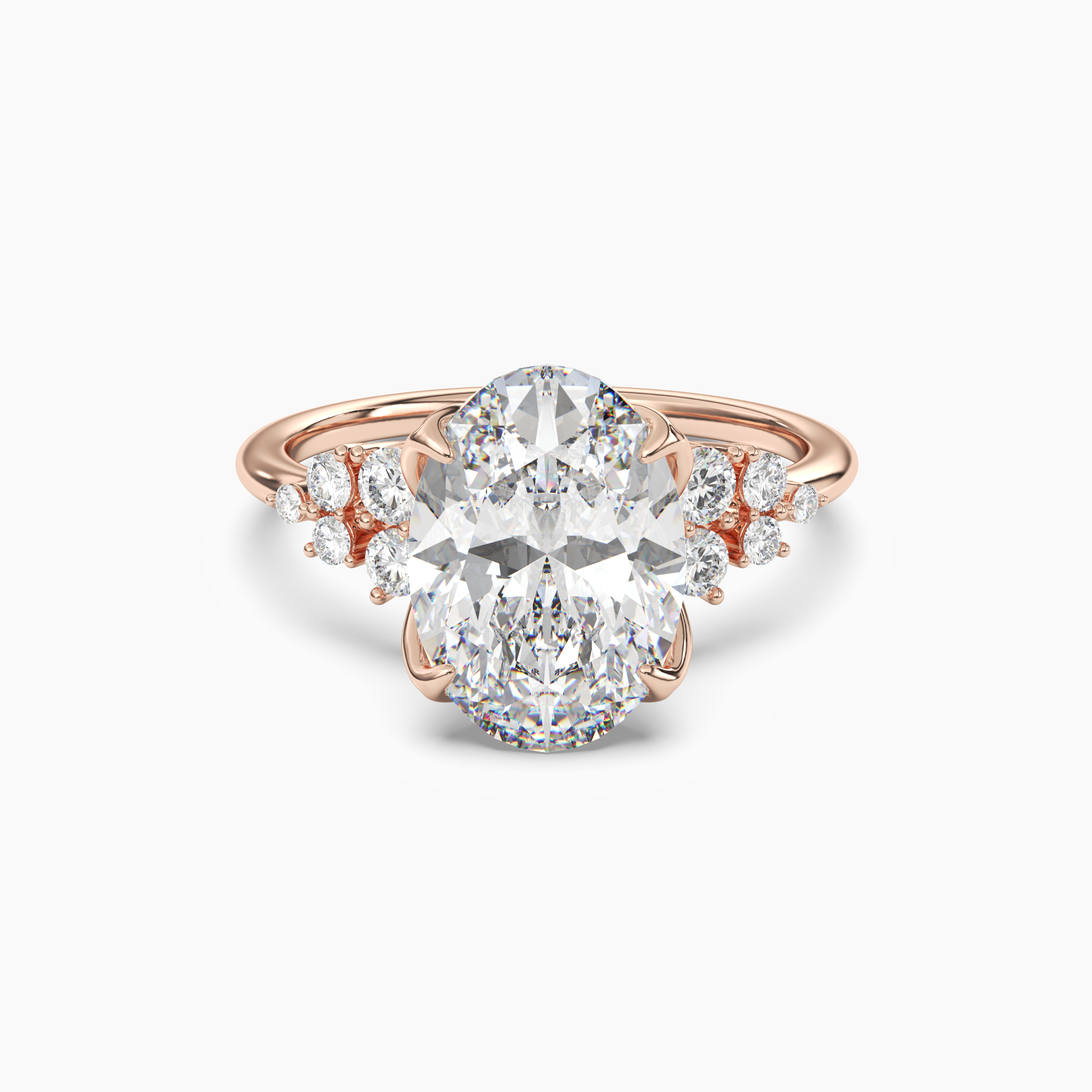 Tulip Oval 2.5 Carat Lab Grown Diamond Engagement Ring in 14K Rose Gold