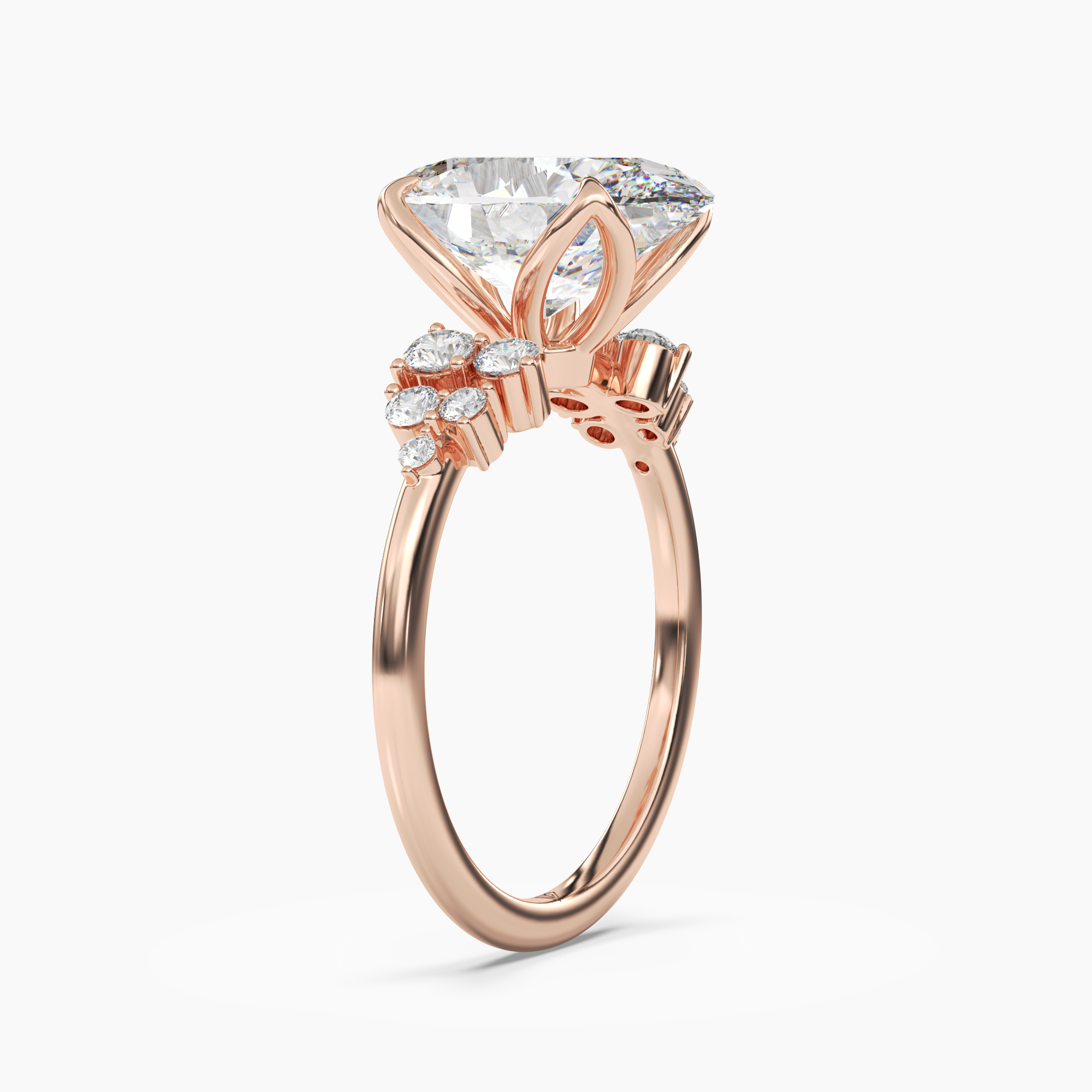 Tulip Oval 2.5 Carat Lab Grown Diamond Engagement Ring in 18K Rose Gold