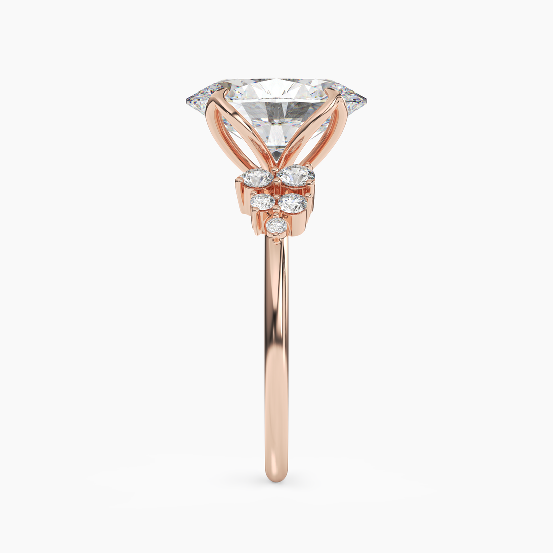 Tulip Oval 1.5 Carat Lab Grown Diamond Engagement Ring in 14K Rose Gold