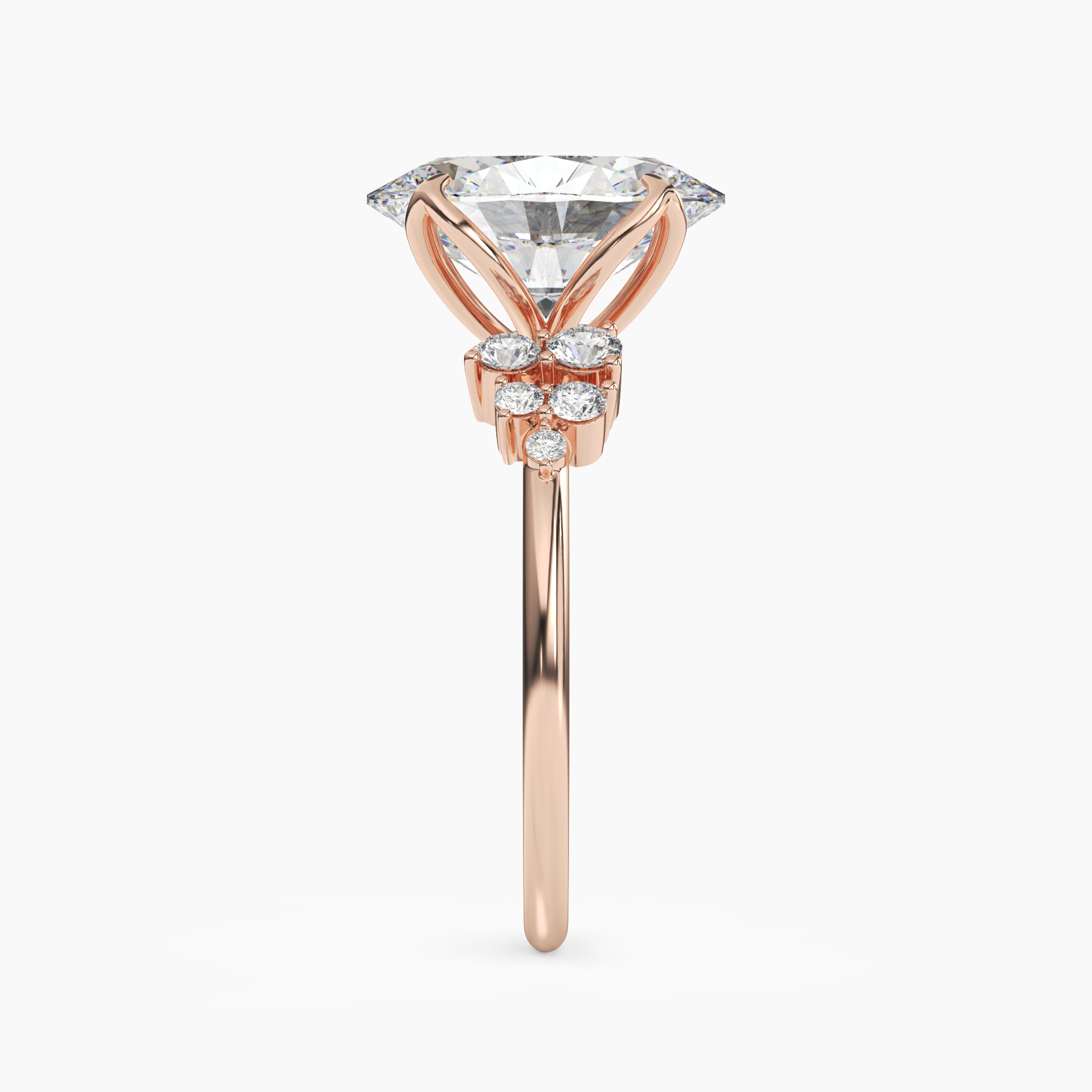 Tulip Oval 1.5 Carat Lab Grown Diamond Engagement Ring in 14K Yellow Gold